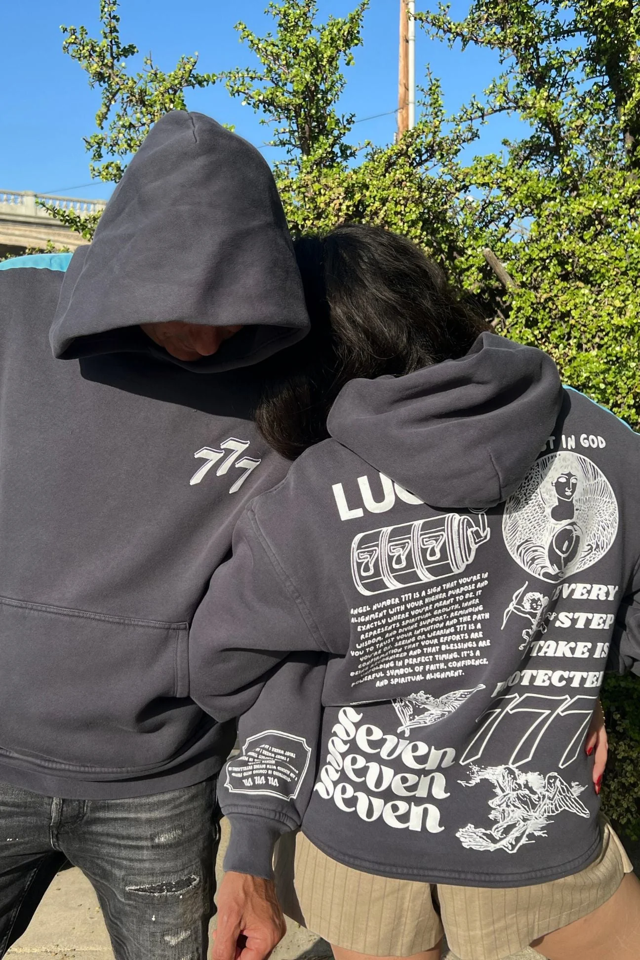 777 Angel Number Hoodie – Organic Cotton Fleece in Asteroid - Image 3