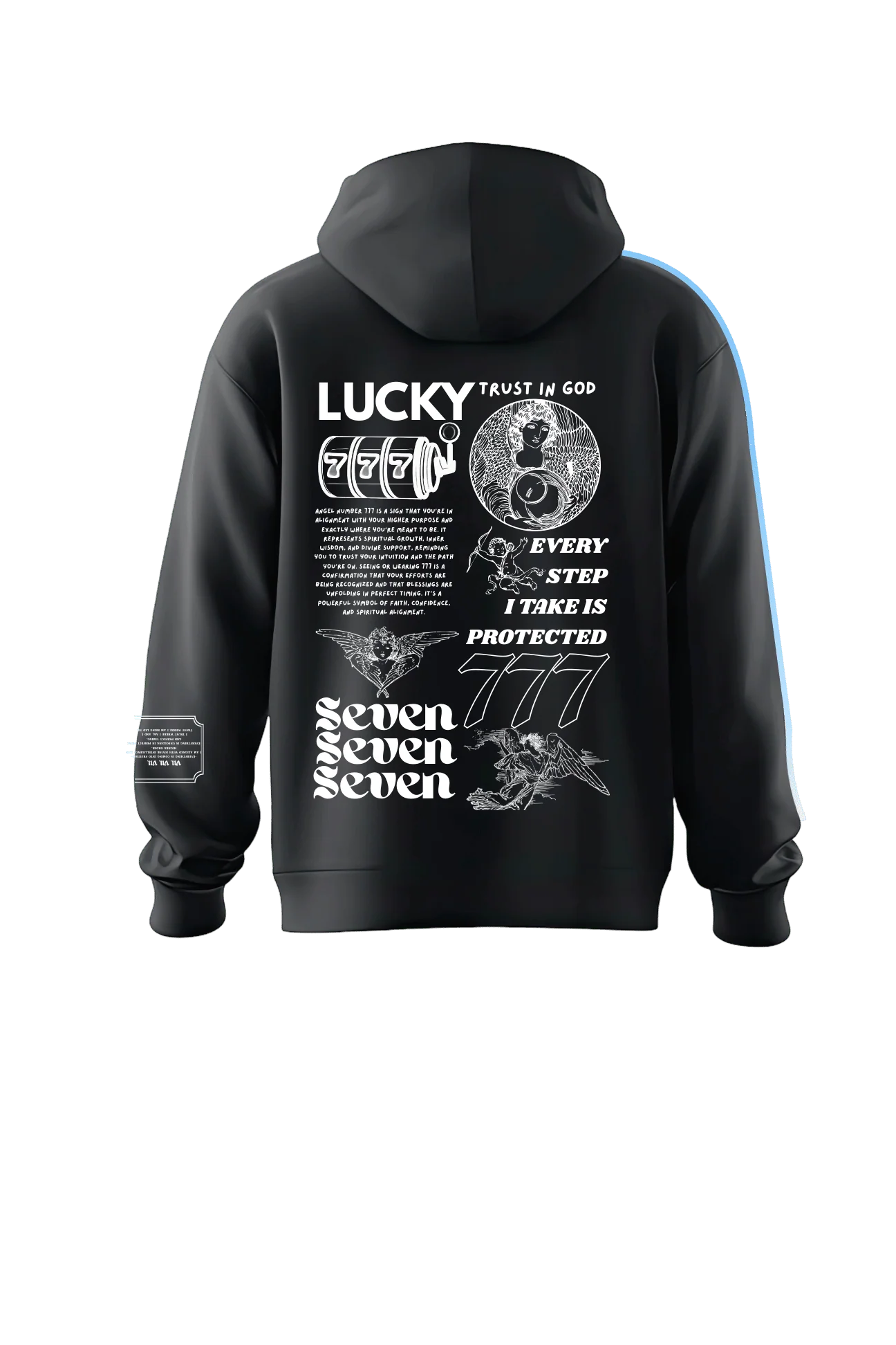 777 Angel Number Hoodie – Organic Cotton Fleece in Asteroid - Image 6