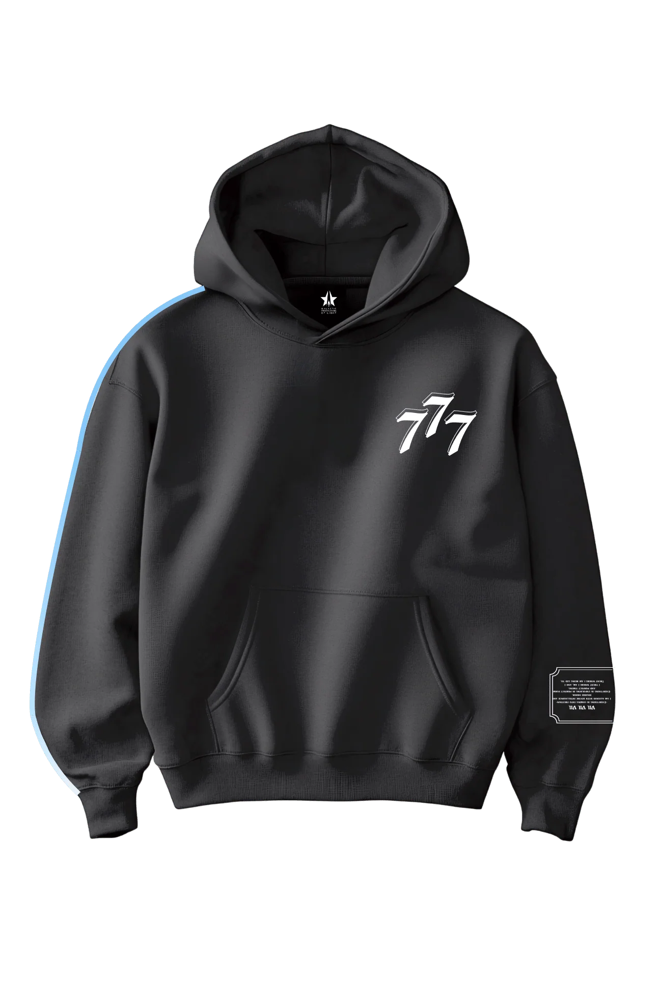 777 Angel Number Hoodie – Organic Cotton Fleece in Asteroid - Image 7